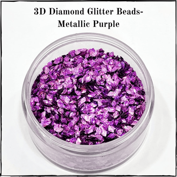 3D Diamond Glitter Beads- Metallic Purple