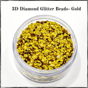3D Diamond Glitter Beads- Gold