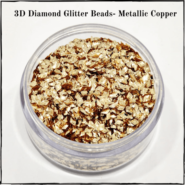 3D Diamond Glitter Beads- Metallic Copper