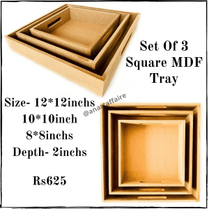 Set Of 3 Square MDF Tray