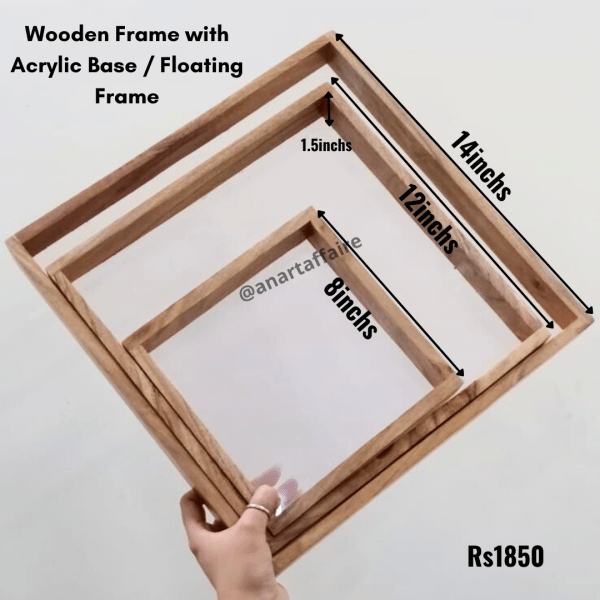 Set of 3 Wooden Frame with Acrylic Base / Floating Frame