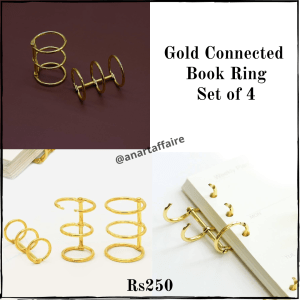 Gold Connected Book Ring Set of 4